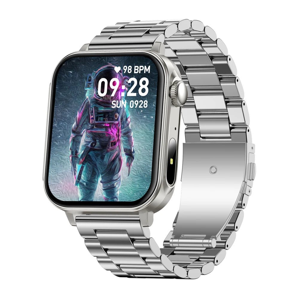 COLMI P80 Type - C Smartwatch with Bluetooth Calls & Flashlight, Silver steel strap - Revel Smart
