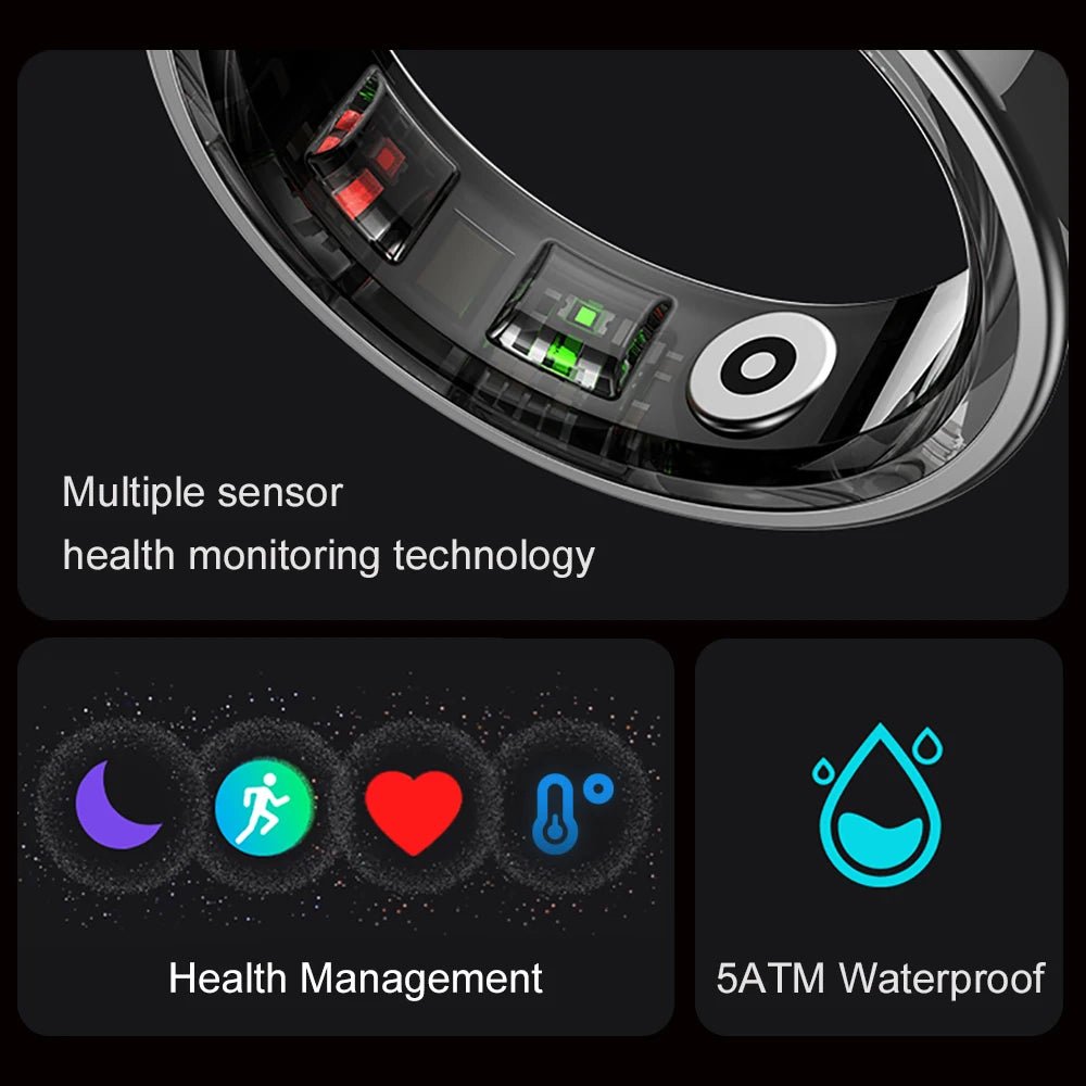 COLMI R09 Smart Ring – Temperature, Sleep & Heart Rate + Charging Case, Gold - Revel Smart