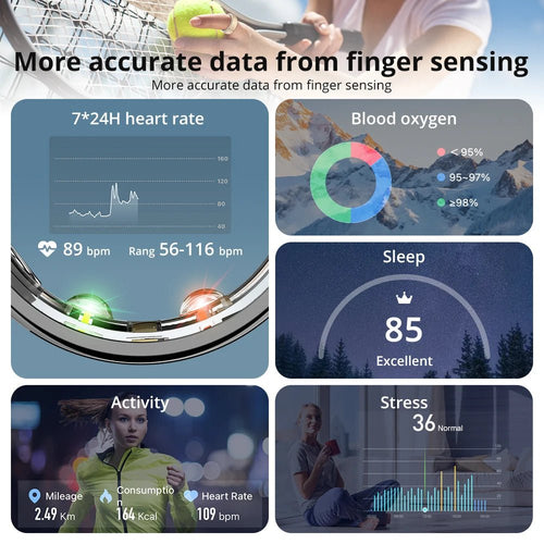 COLMI R10 Smart Ring – Health & Sleep Tracking + Charging Case, 5ATM Waterproof, Gold - Revel Smart