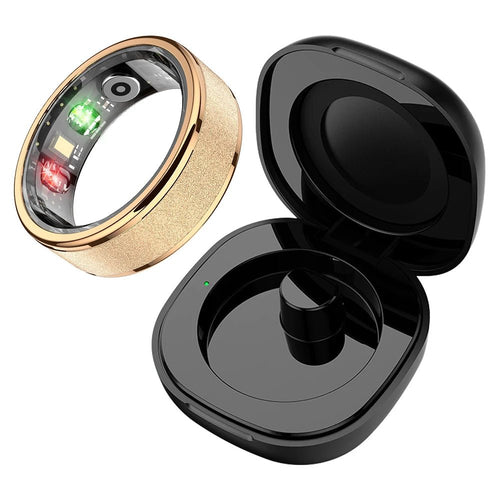 COLMI R10 Smart Ring – Health & Sleep Tracking + Charging Case, 5ATM Waterproof, Gold - Revel Smart