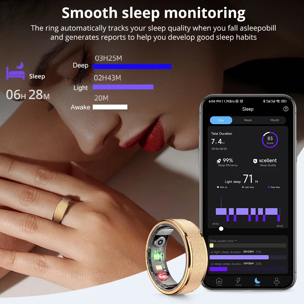 COLMI R10 Smart Ring – Health & Sleep Tracking + Charging Case, 5ATM Waterproof, Silver - Revel Smart
