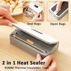 Cooskr 2-in-1 Rechargeable Mini Bag Heat Sealer & Cutter – LED Display 6 Modes Magnetic Portable Food Bag Sealer - Revel Smart