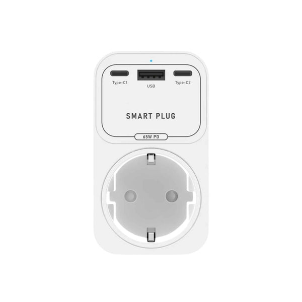 AVATTO Tuya WiFi EU smart socket with 65W GaN dual USB-C PD and USB-A fast charging ports
