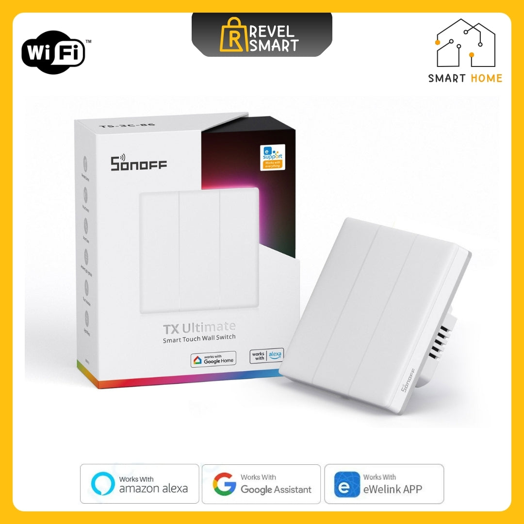 Smart Wall Switch, From SONOFF, T5 version, Supports WIFI, Maxload 15A, With side lighting