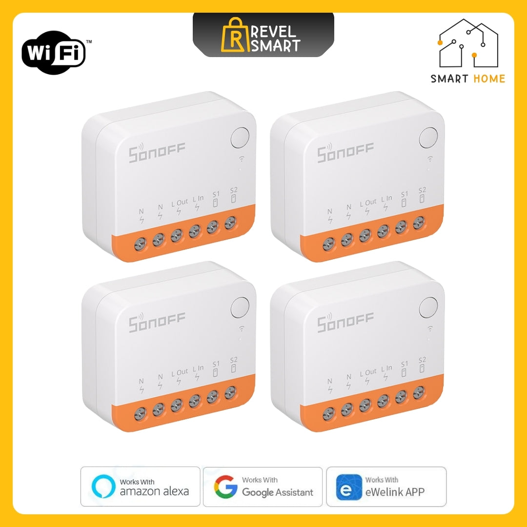 وحدة تبديل ذكية، من SONOFF، تدعم شبكة Wi-Fi اللاسلكية، إصدار MINIR4 MINI، أقصى حمل 10 أمبير، تدعم تحويل المفتاح العادي إلى مفتاح ذكي، 4 قطع