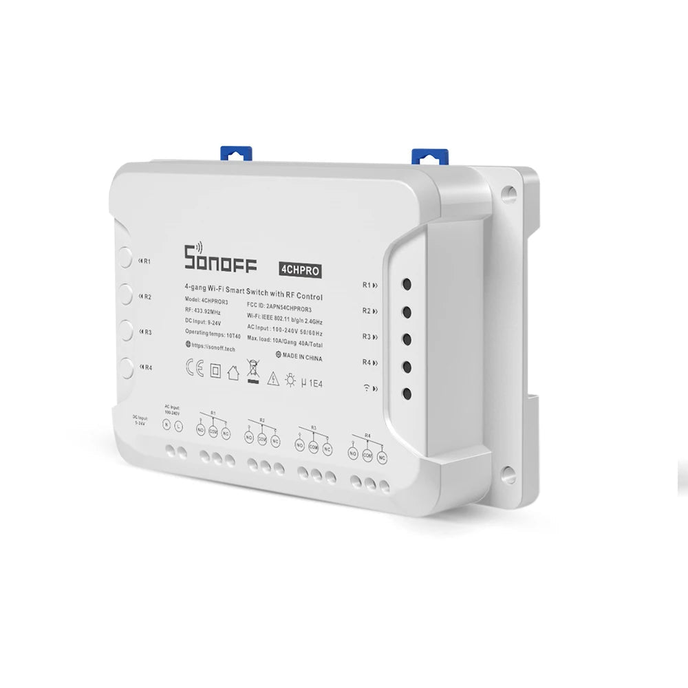 Sonoff 4CH Pro Smart WiFi Light Switch – 4 Gang with RF & 3 Working Modes - Revel Smart