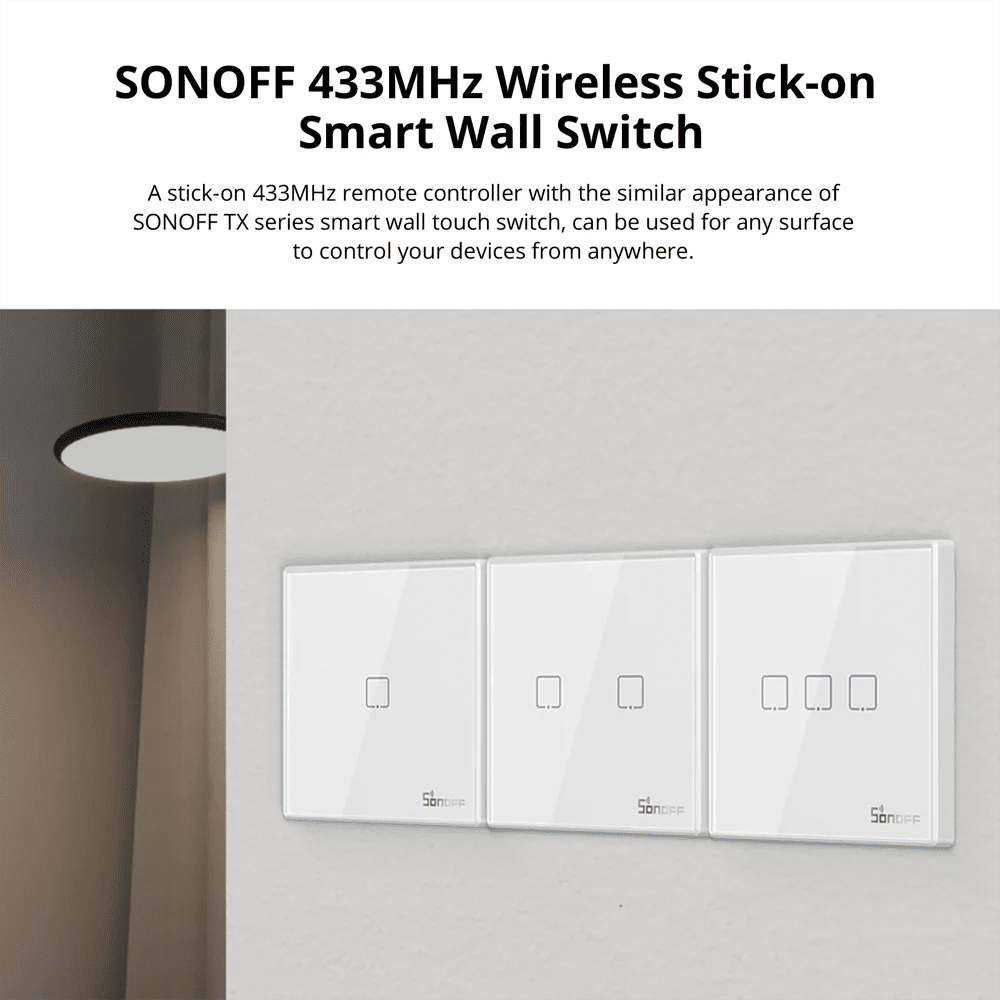 SONOFF 86 Type RF Remote Controller – 433MHz Stick - On Wireless Wall Switch - Revel Smart