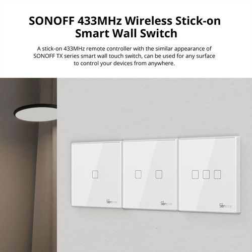 SONOFF 86 Type RF Remote Controller – 433MHz Stick - On Wireless Wall Switch - Revel Smart