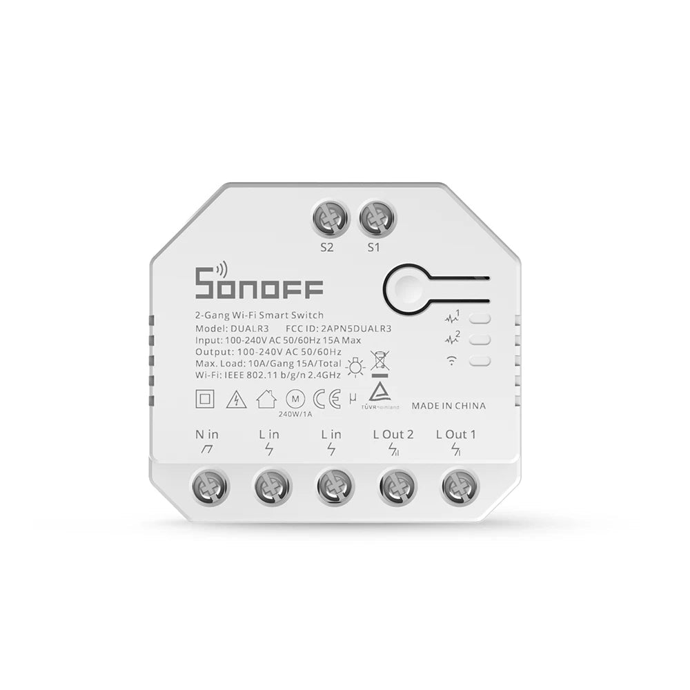 SONOFF DualR3 Lite Smart Dual Relay Wi - Fi Switch – DIY 2 - Gang Mini Module with Two - Way Control for Home Automation - Revel Smart