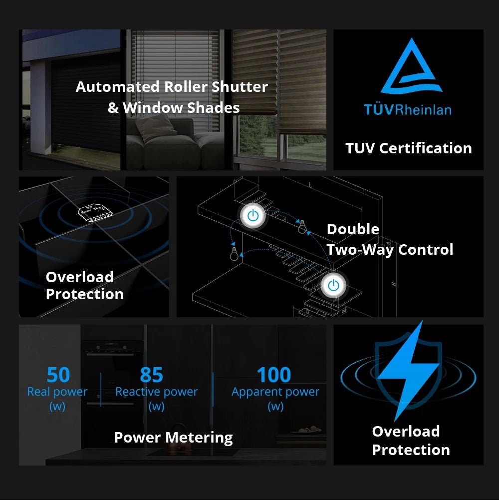 SONOFF DUALR3 WiFi Smart Dual Relay Switch – 2CH Remote Control & Power Metering - Revel Smart