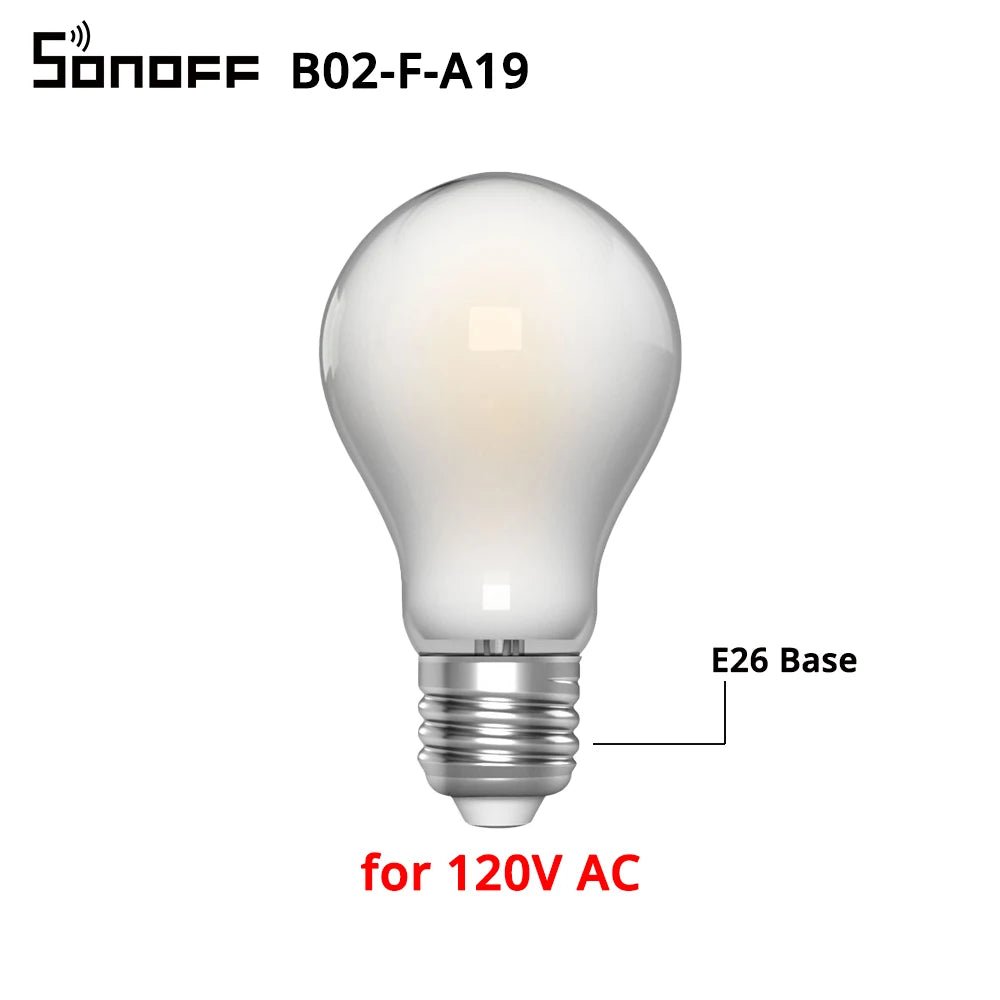 SONOFF E26 B02 - F - A19 WiFi LED Filament Smart Bulb - Revel Smart