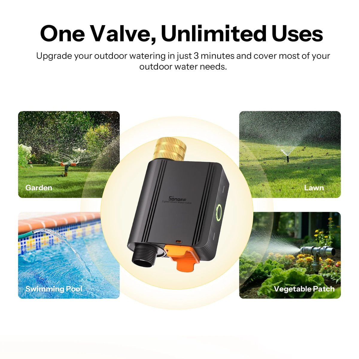 SONOFF Hydro ONE Zigbee Smart Water Valve – Flow Meter, Brass Inlet, Irrigation Schedules, Apple Home via Matter Bridge (Hub Required) - Revel Smart