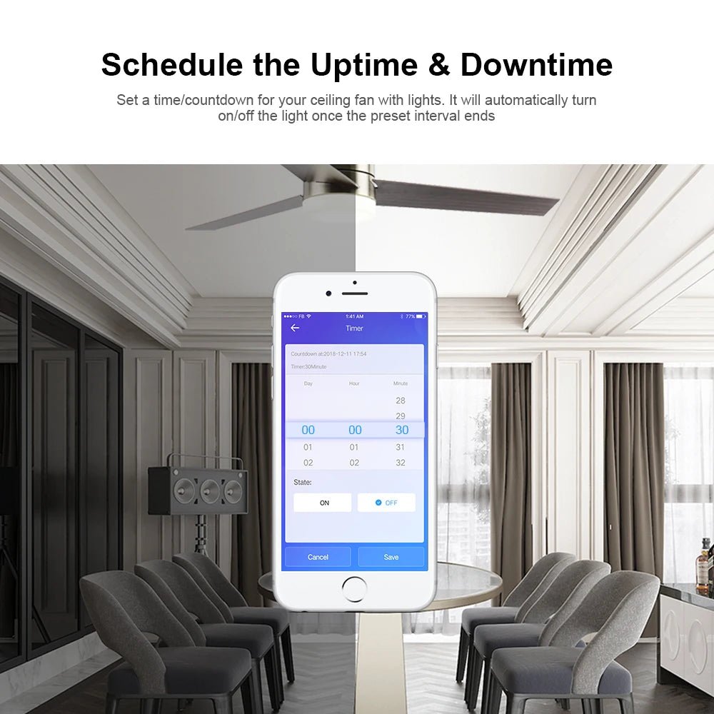 SONOFF iFan04 - L Smart WiFi Ceiling Fan & Light Controller – Remote & Voice Control - Revel Smart