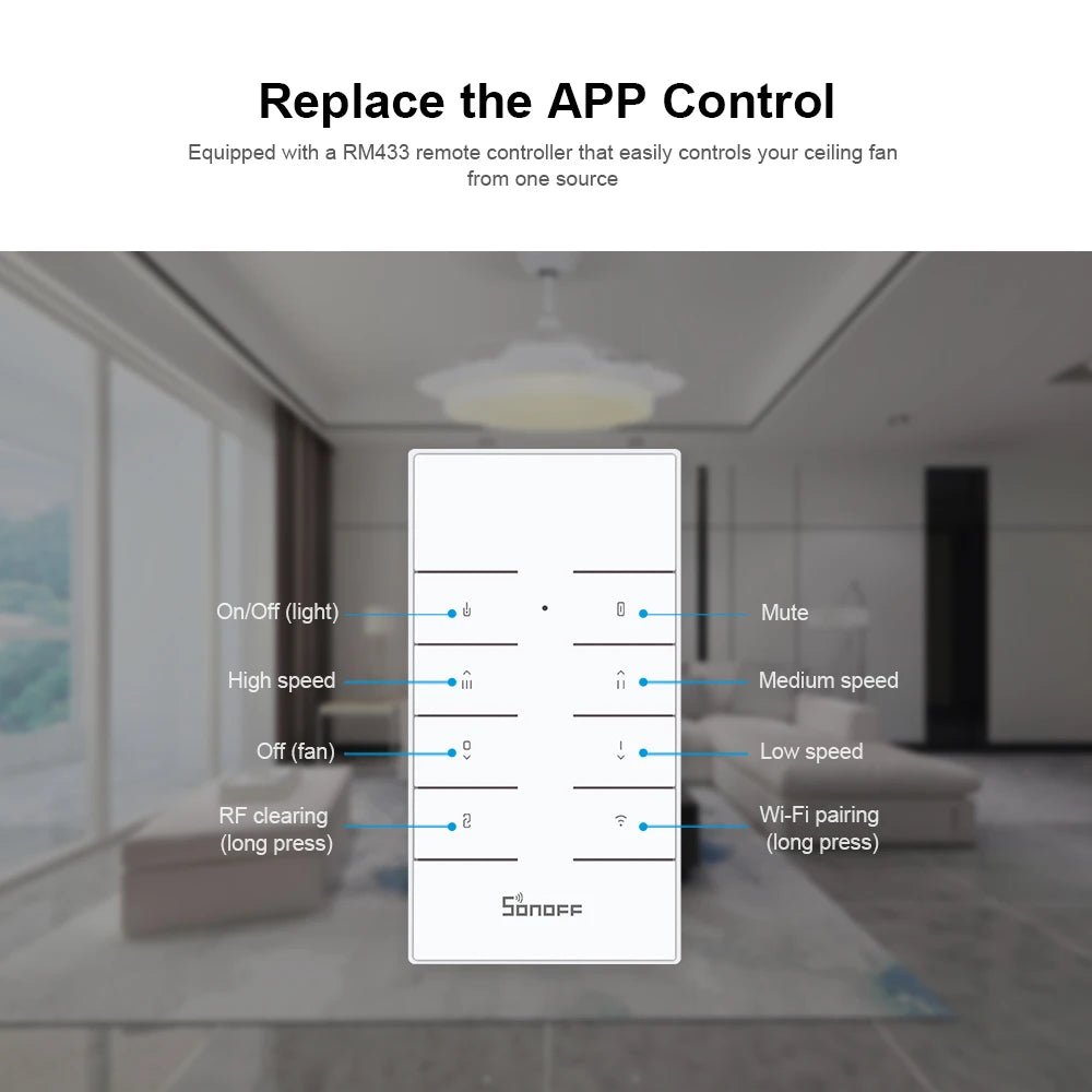 SONOFF iFan04 - L Smart WiFi Ceiling Fan & Light Controller – Remote & Voice Control - Revel Smart