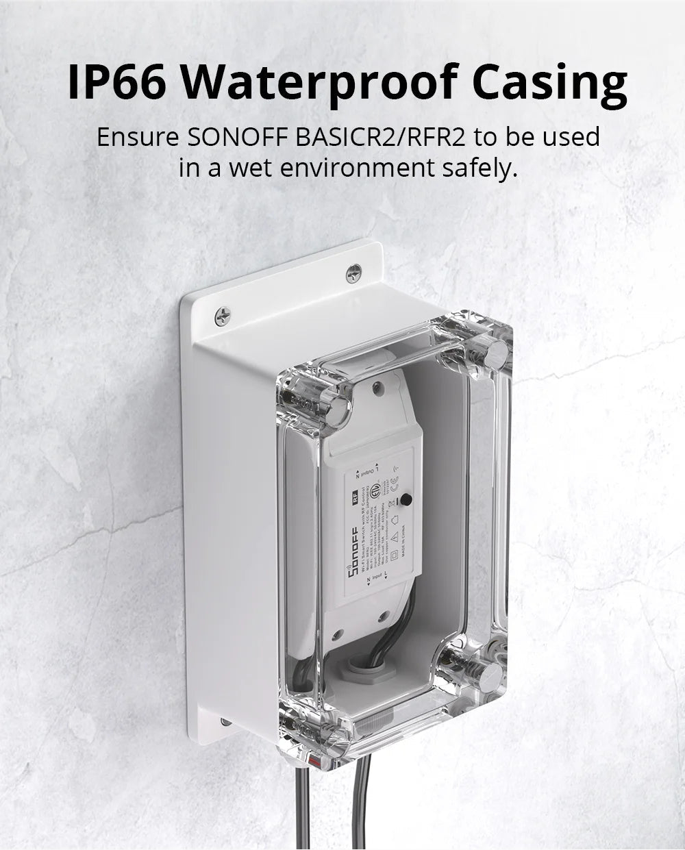 SONOFF IP66 Waterproof Junction Box – Dustproof & Weatherproof Enclosure for SONOFF Smart Switches - Revel Smart