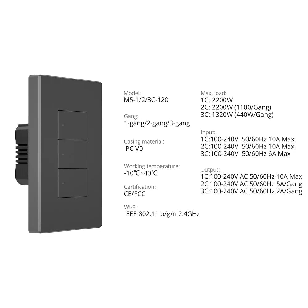 SONOFF M5 SwitchMan Smart Wall Switch 120 Type - Revel Smart