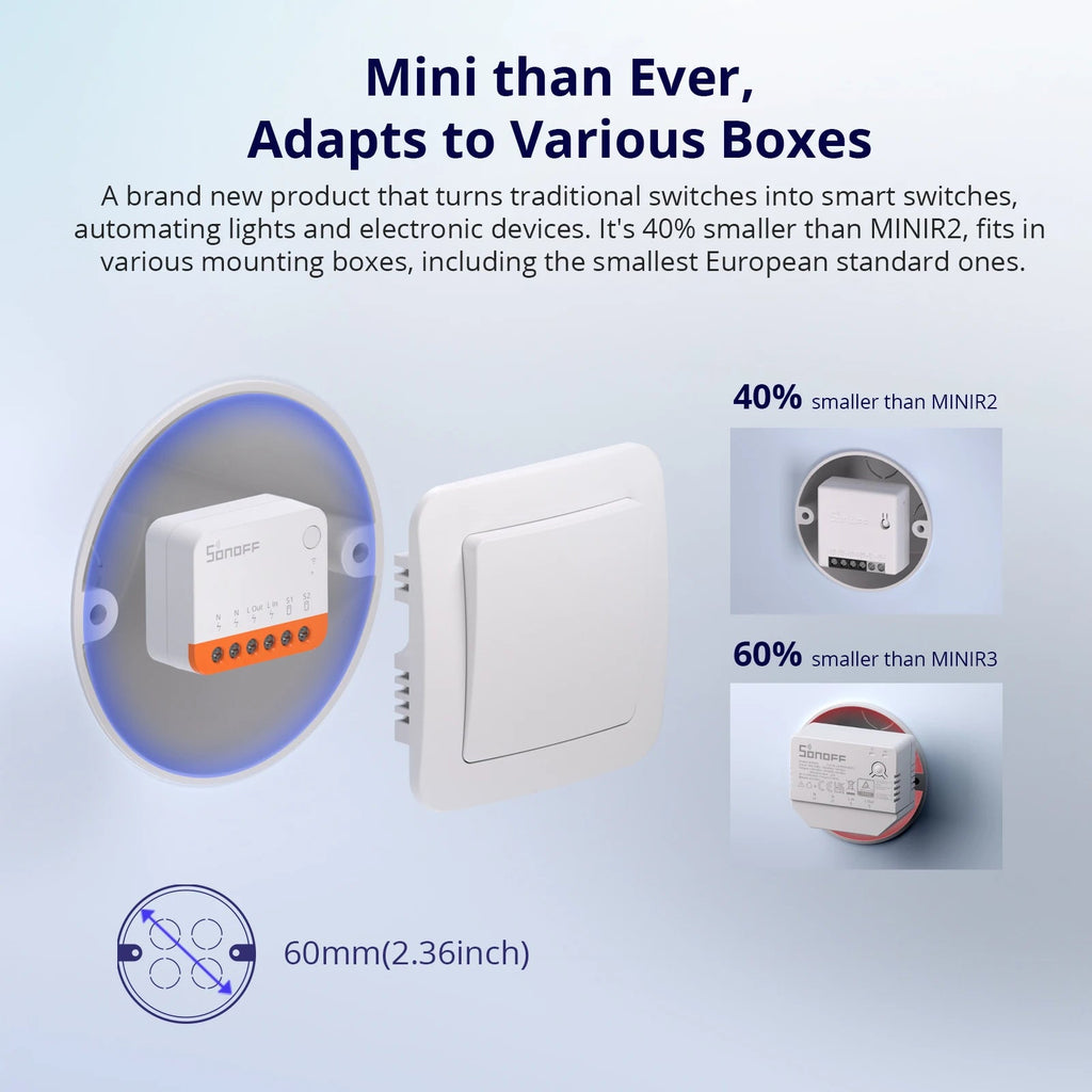SONOFF MINIR4 WiFi Smart Home Switch | External Switch Support & Detach Relay Mode - Revel Smart
