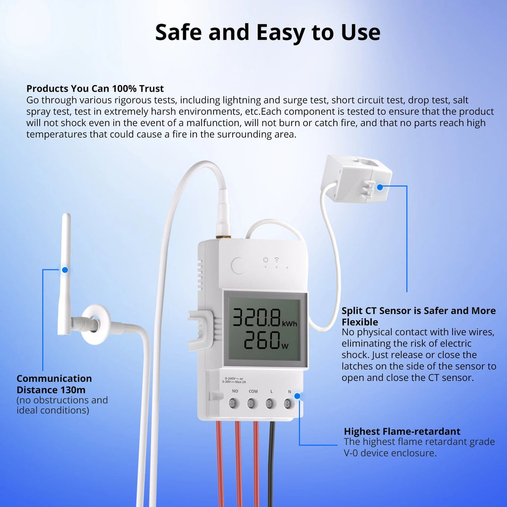 SONOFF POWCT Smart Power Meter – 100A WiFi Energy Monitor with Contactor Control - Revel Smart