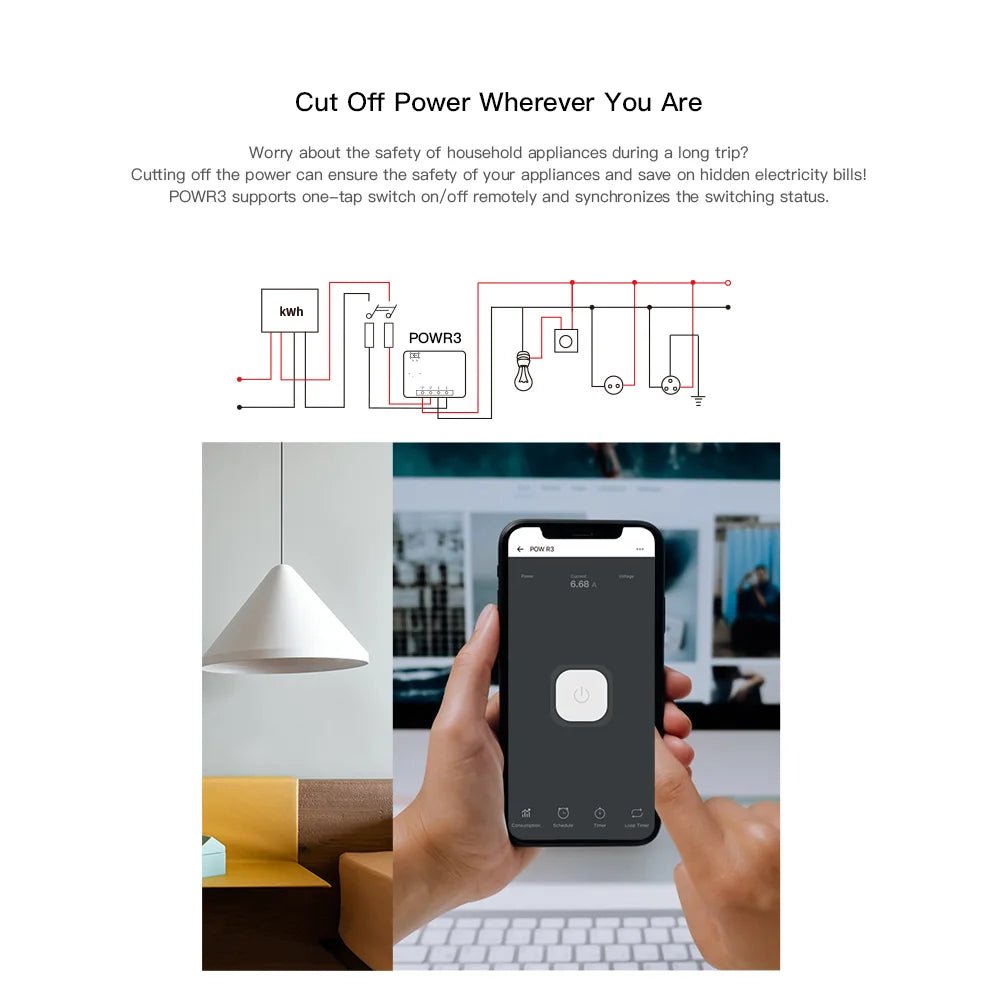 SONOFF POWR3 WiFi Smart Switch with Power Metering & Overload Protection - Revel Smart