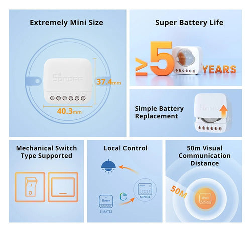 SONOFF S - MATE2 Extreme Switch Mate – Battery - Powered Local Control for Mechanical Switches - Revel Smart