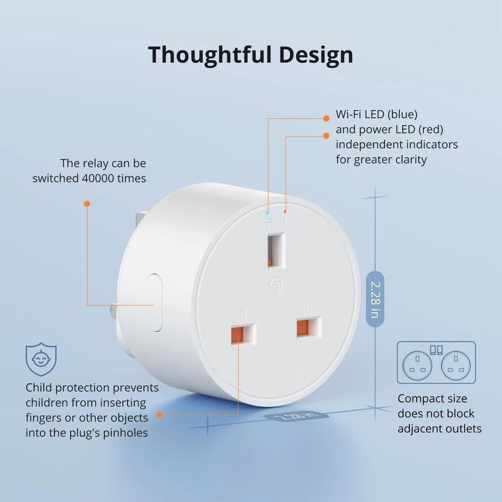 SONOFF S60 EU Smart Wi - Fi Plug with Energy Monitoring - Revel Smart