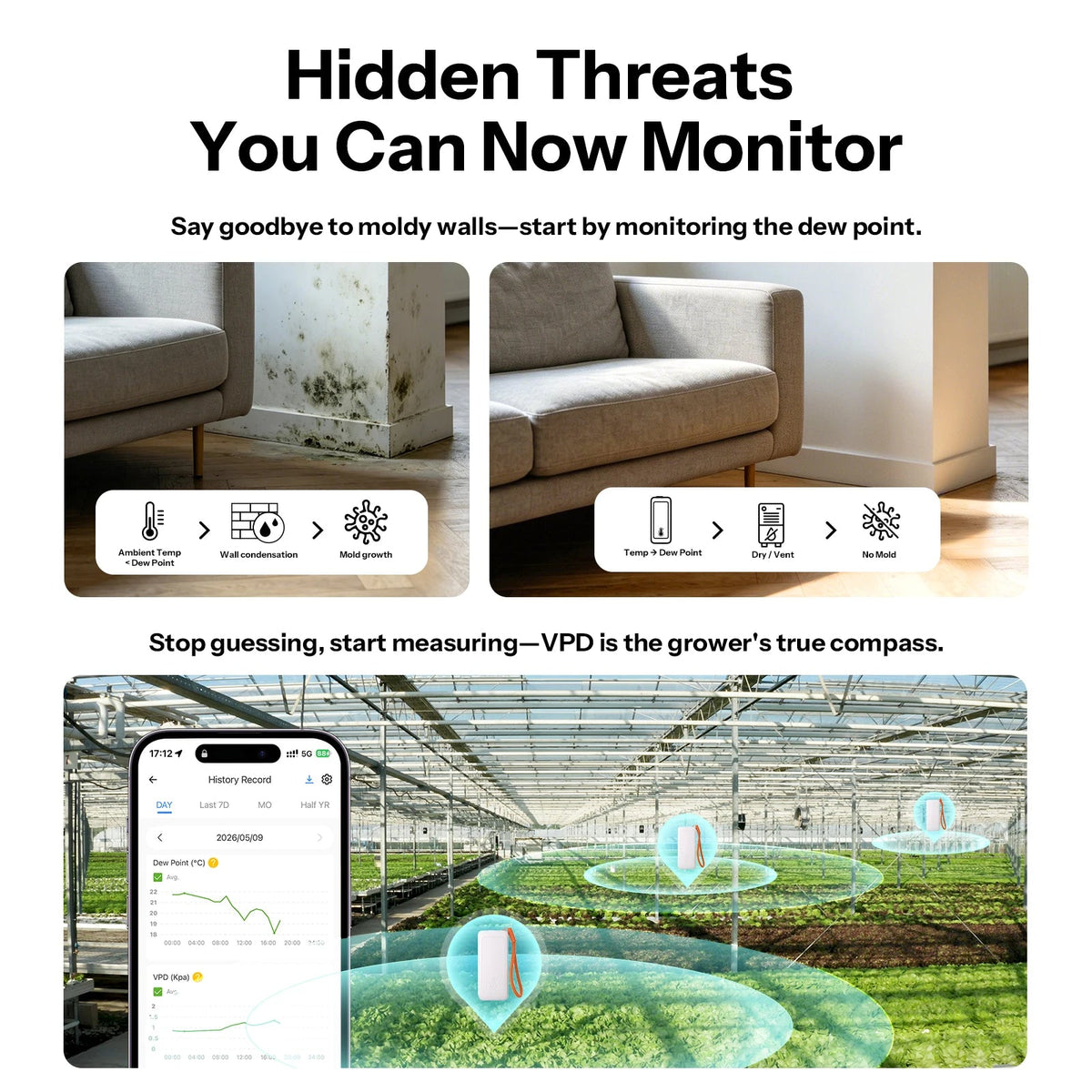 SONOFF SNZB-02B AirGuard TH Lite Zigbee Temperature & Humidity Sensor – ±0.2°C Accuracy, Dew Point & VPD, 6-Month Data (Zigbee Hub Required) - Revel Smart