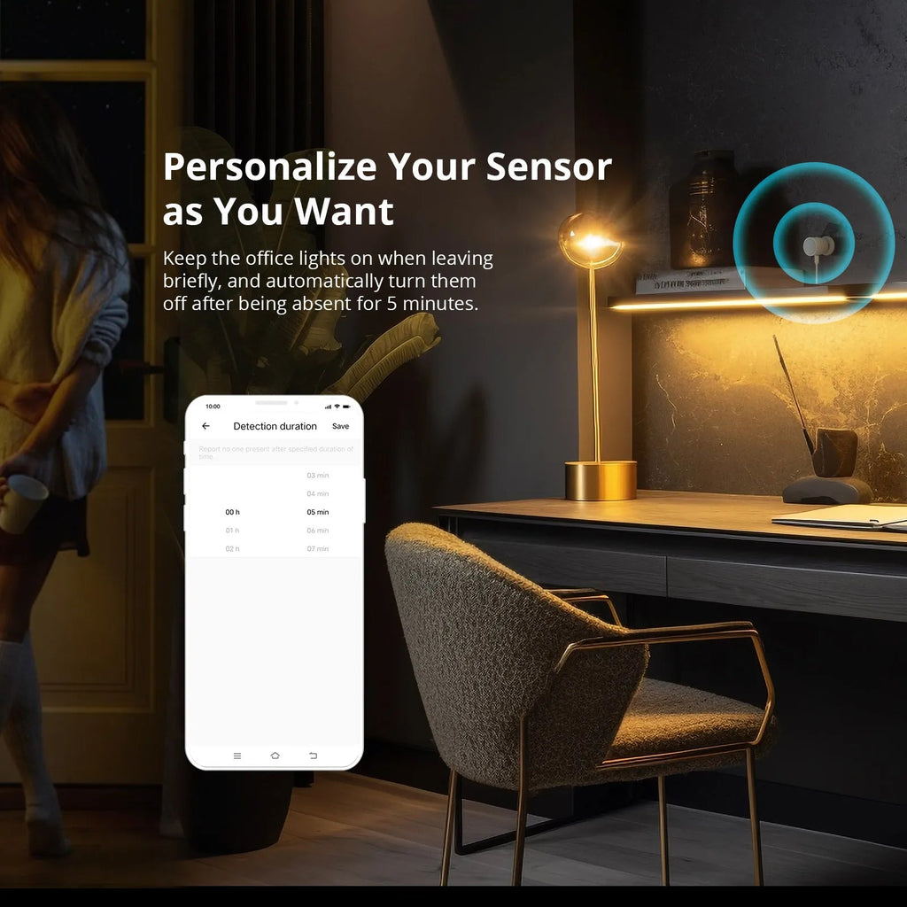 SONOFF SNZB - 06P Zigbee Human Presence Sensor – 5.8GHz Radar Motion & Light Detection - Revel Smart