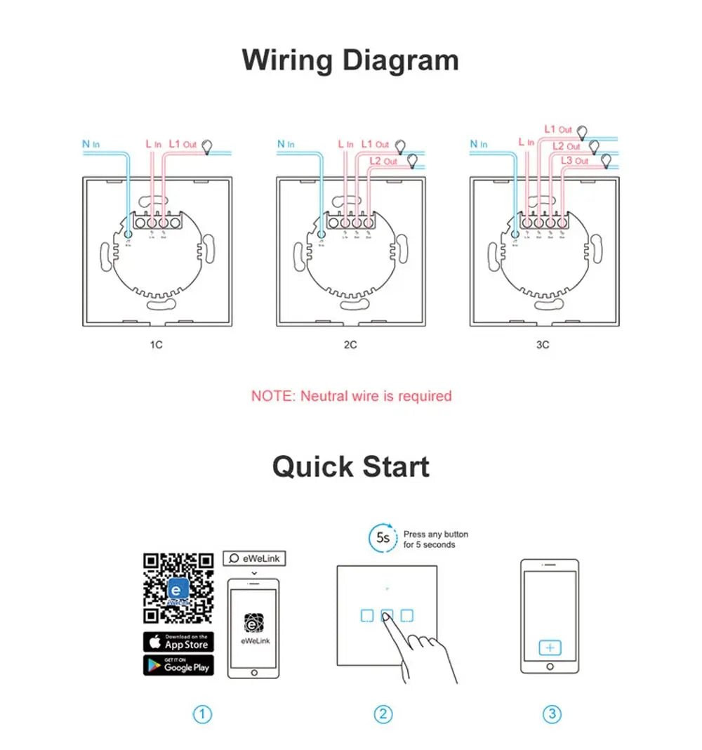 SONOFF T0EU WiFi Smart Wall Switch | Touch Control & Voice Control - Revel Smart