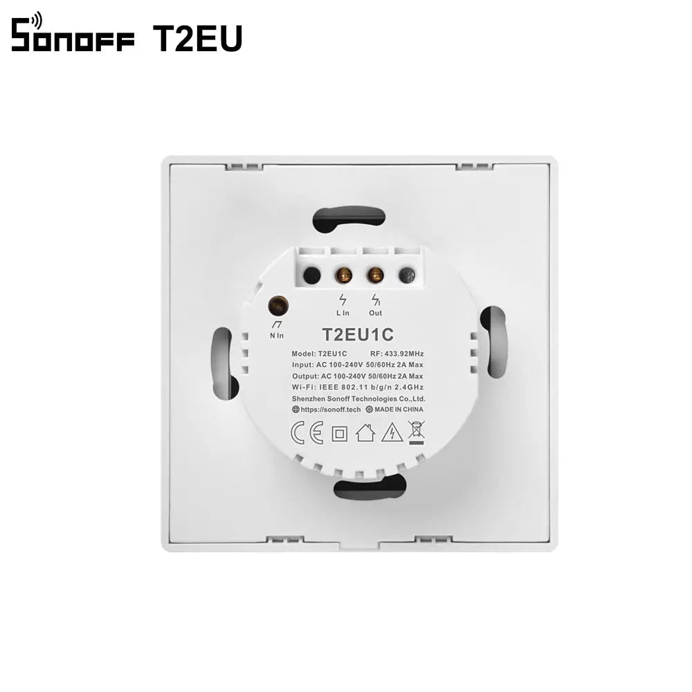 SONOFF T2EU TX Smart WiFi Touch Wall Light Switch – with RF & Voice Control - Revel Smart
