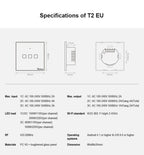 SONOFF T2EU TX Smart WiFi Touch Wall Light Switch – with RF & Voice Control - Revel Smart