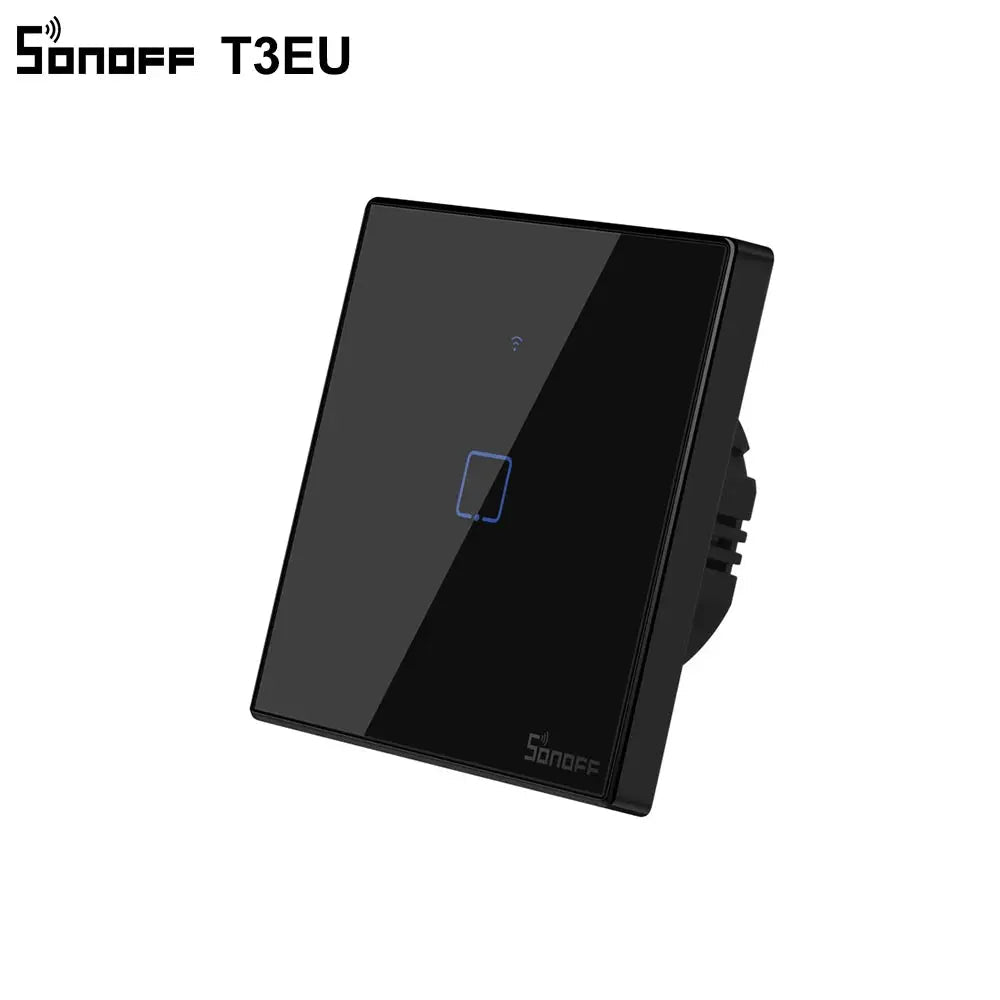 SONOFF T3EU TX Smart WiFi Wall Touch Switch – Black with Border, Remote & Voice Control - Revel Smart