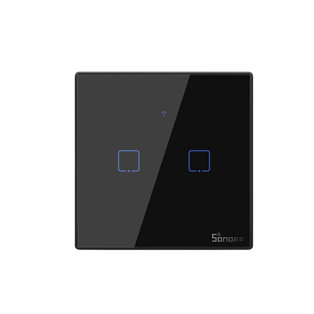 SONOFF T3EU TX Smart WiFi Wall Touch Switch – Black with Border, Remote & Voice Control - Revel Smart