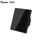 SONOFF T3EU TX Smart WiFi Wall Touch Switch – Black with Border, Remote & Voice Control - Revel Smart