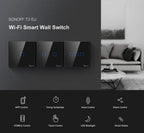 SONOFF T3EU TX Smart WiFi Wall Touch Switch – Black with Border, Remote & Voice Control - Revel Smart