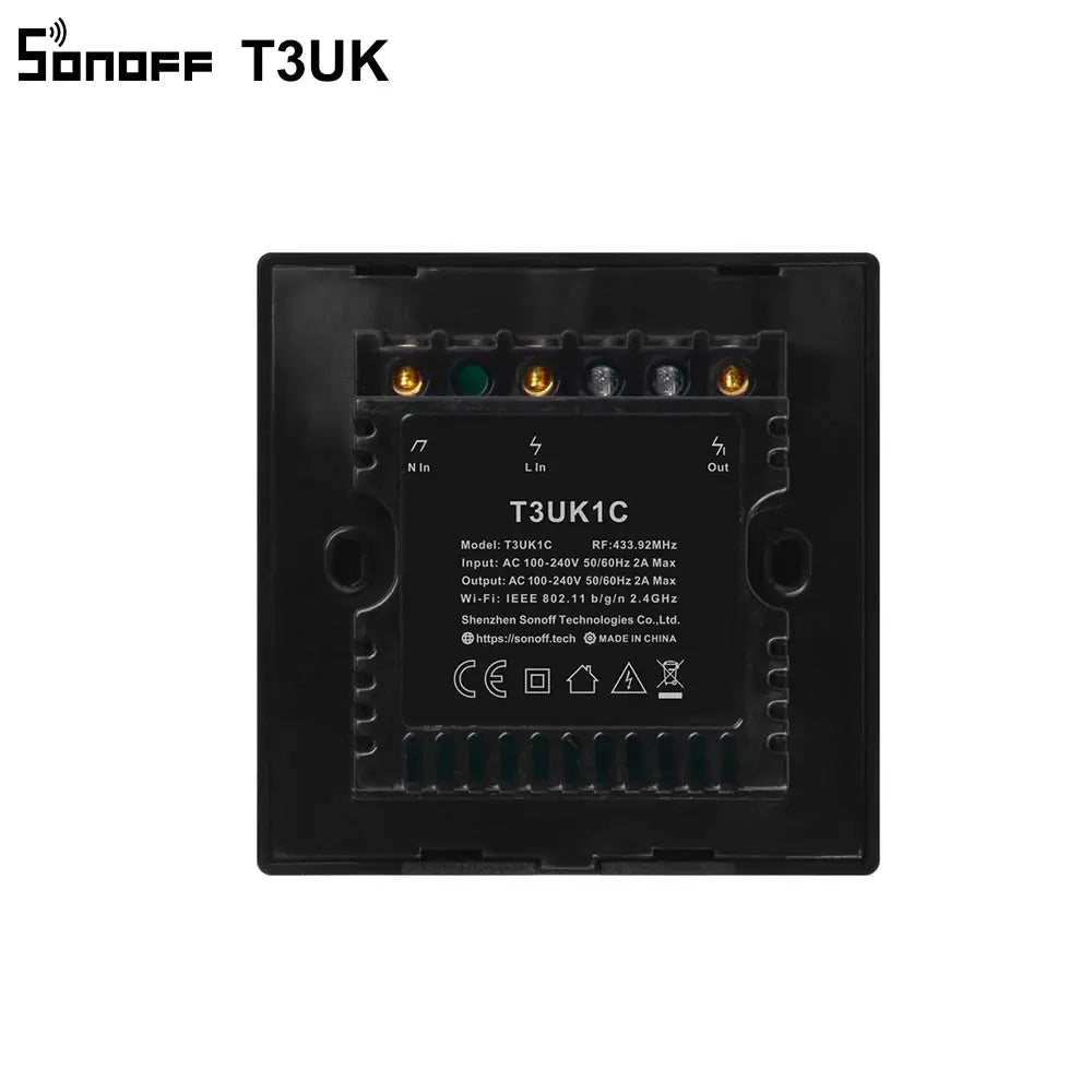 SONOFF T3UK TX Smart WiFi Wall Touch Switch Black - Revel Smart
