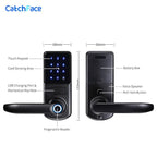TTLock Smart Door Lock – Fingerprint Touchscreen Keypad, Card & App Access, Black - Revel Smart