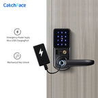 TTLock Smart Door Lock – Fingerprint Touchscreen Keypad, Card & App Access, Black - Revel Smart