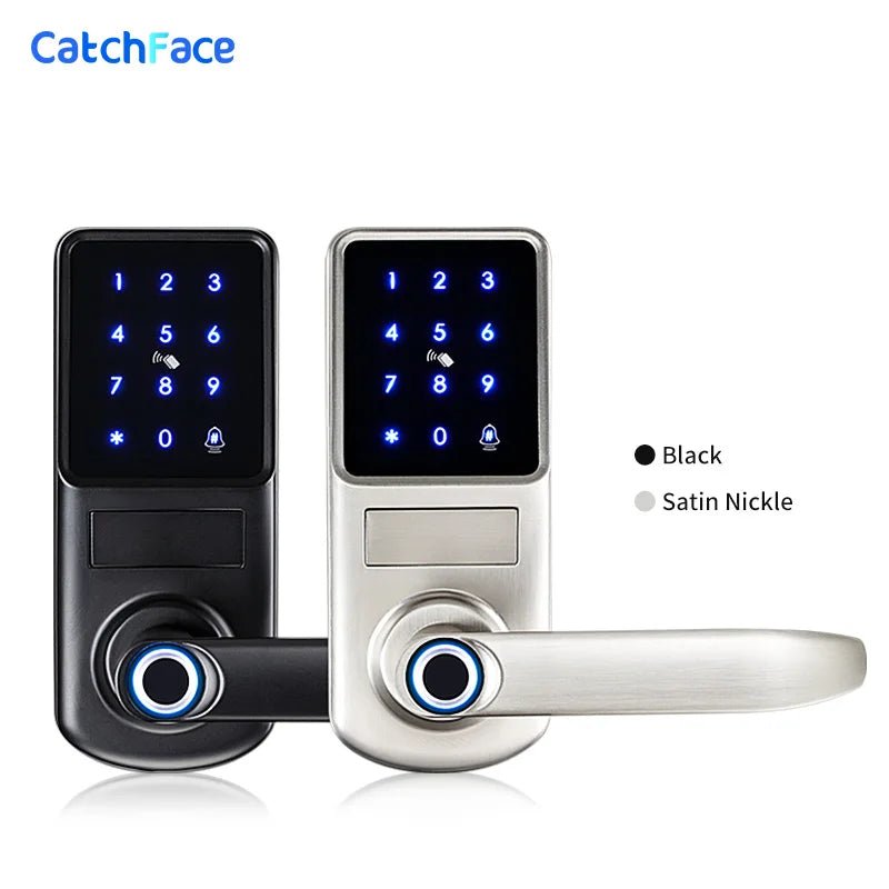 TTLock Smart Door Lock – Fingerprint Touchscreen Keypad, Card & App Access, Black - Revel Smart