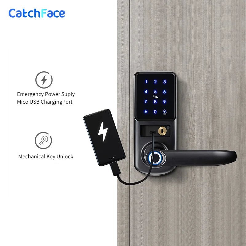 TTLock Smart Door Lock – Fingerprint Touchscreen Keypad, Card & App Access, Satin Nickle - Revel Smart