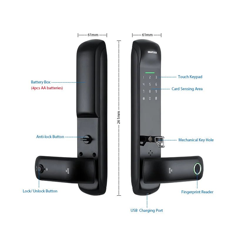 TTLock Smart Mortise Door Lock – Fingerprint, Keypad Password & IC Card Access - Revel Smart