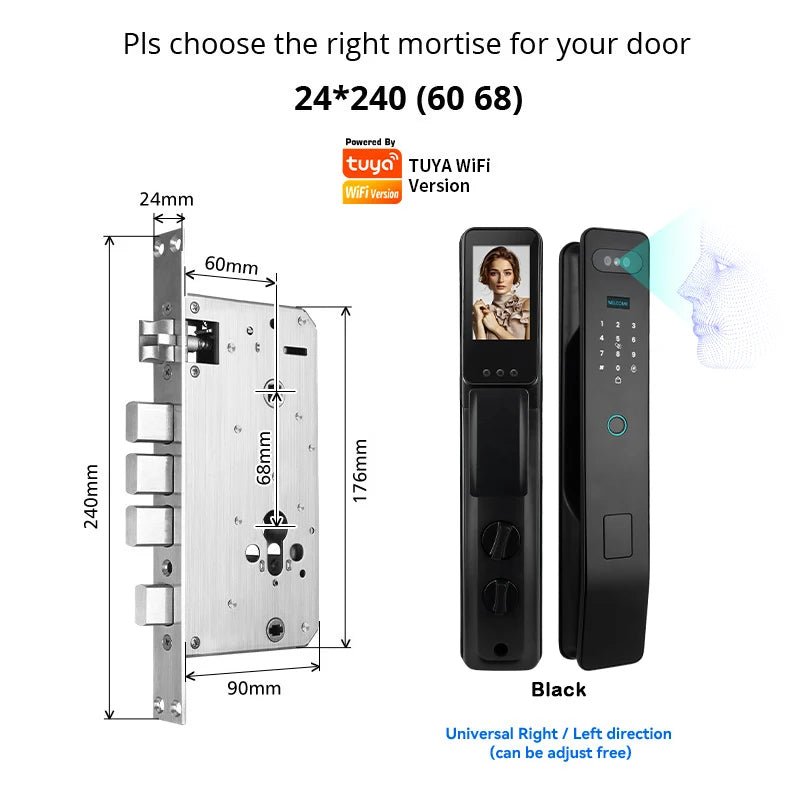 Tuya Face Recognition Smart Door Lock – WiFi Camera, Fingerprint & Indoor Screen - Revel Smart