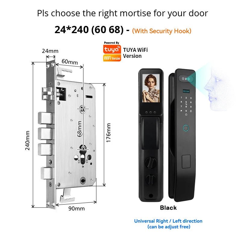 Tuya Face Recognition Smart Door Lock – WiFi Camera, Fingerprint & Indoor Screen - Revel Smart