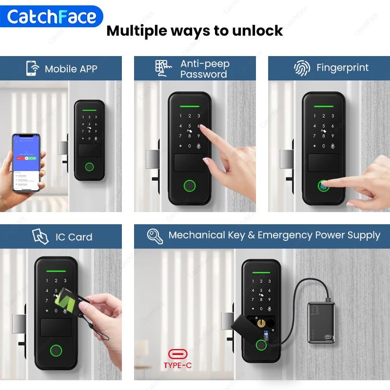 Tuya WiFi Smart Door Lock – Fingerprint Keypad App Remote, IP66 Waterproof - Revel Smart
