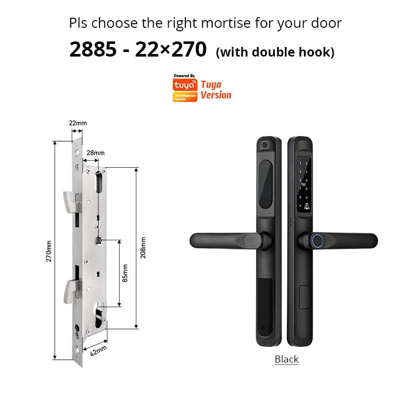 YRHAND A6 TYB 2885hook Smart Door Lock from YRHAND  Made of Aluminum Black Color