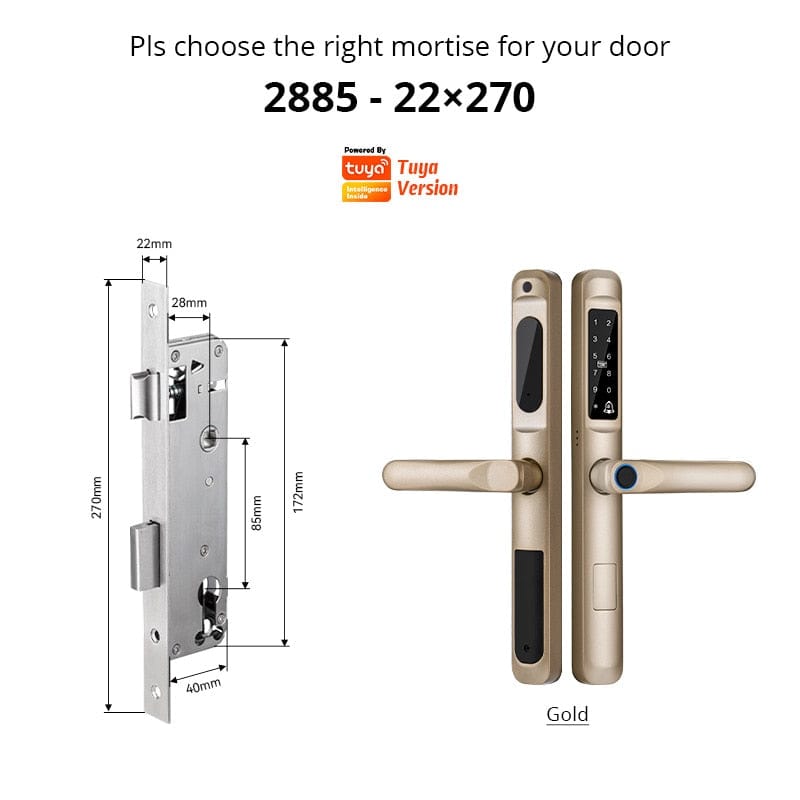 YRHAND A6 TYG 2885 Smart Door Lock from YRHAND  Made of Aluminum Gold Color