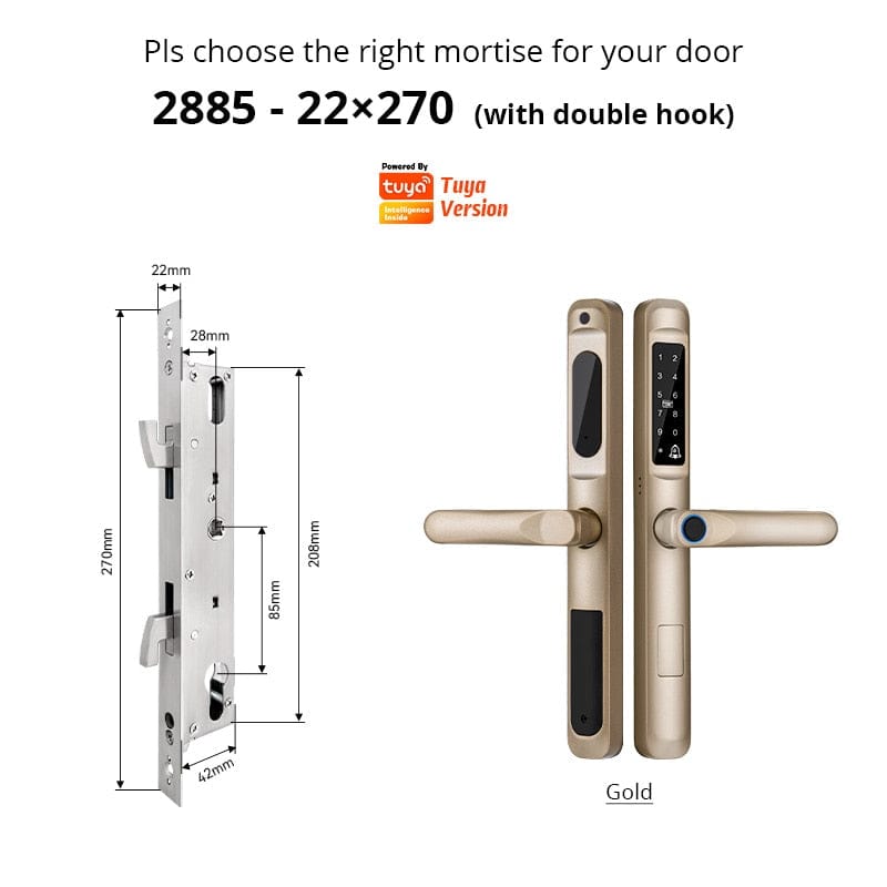 YRHAND A6 TYG 2885hook Smart Door Lock from YRHAND  Made of Aluminum Gold Color