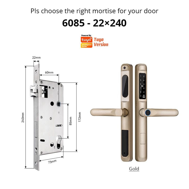 YRHAND A6 TYG 6085 Smart Door Lock from YRHAND  Made of Aluminum Gold Color