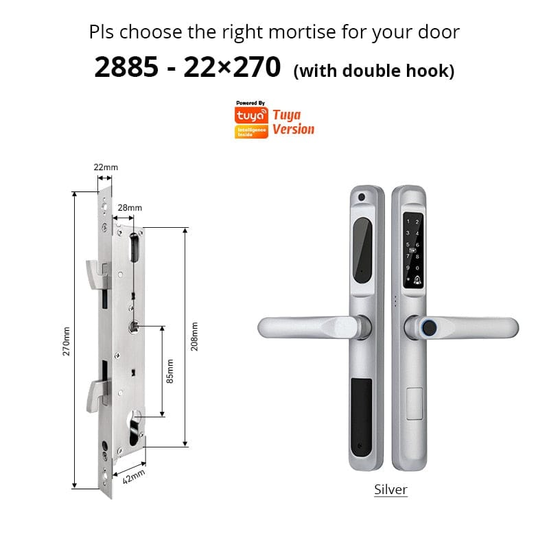 YRHAND A6 TYS 2885 hook Smart Door Lock from YRHAND  Made of Aluminum Silver Color