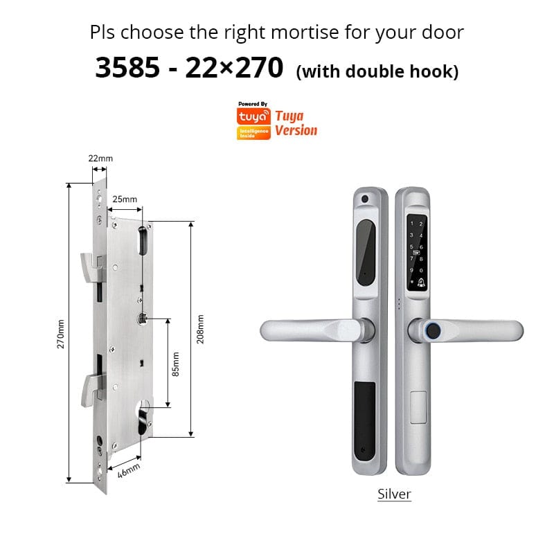 YRHAND A6 TYS 3585hook Smart Door Lock from YRHAND  Made of Aluminum Silver Color
