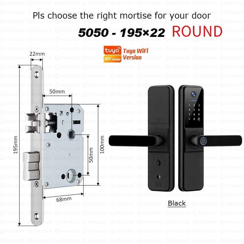 YRHAND H01TY 195Round Smart Door Lock from YRHAND a model H01 with a camera Black Color